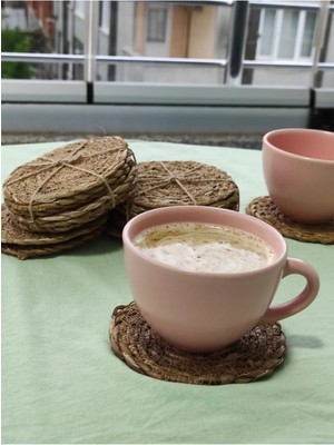 El Yapımı Hasır Bardak Altlığı Fincan Çay Kupa Altlığı Hasır Bardak Altlığı 6 Adet -BLSSGS10