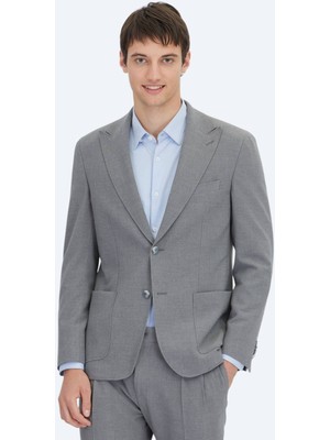 Gri Çizgili Modern Fit Takım Elbise