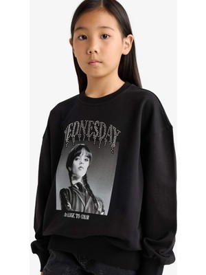 DeFacto Wednesday Oversize Geniş Kalıp Bisiklet Yaka Sweatshirt Kız Çocuk G0440A825AU