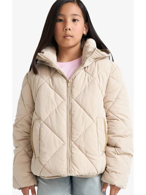 DeFacto Kız Çocuk Su Geçirmez Kapüşonlu Fermuarlı Mont E9811A825AU