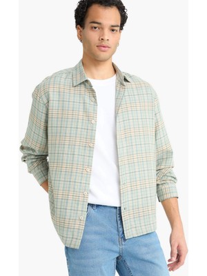 DeFacto Boxy Fit Kareli Uzun Kollu Gömlek G3717AX25AU