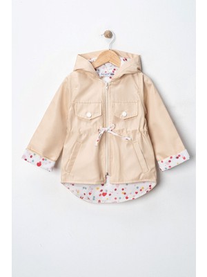 Miniğimin Cicileri Trençkot Puantiye Astarlı Ip Büzgülü kız çocuk - Bej