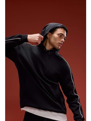 DeFacto Boxy Fit Kapüşonlu Baskılı Sweatshirt E9330AX25AU