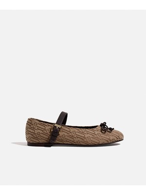 İpekyol Fiyonklu monogram jakarlı babet I00000030008023
