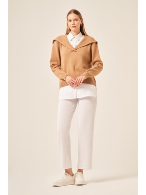 Ftz Women Kadın Poplin Mixli Kazak  Bisküvi 20983