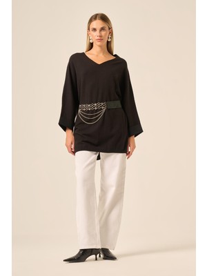 Ftz Women Kadın Yarasa Kesim Tunik  Siyah 20724