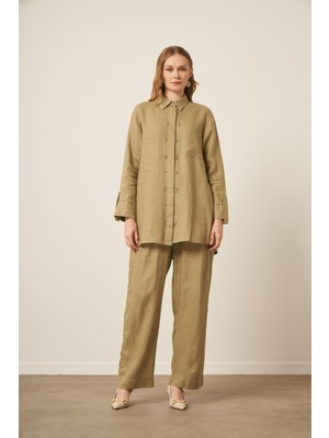 Ftz Women Kadın Ham Keten Takım  Çağla 31115