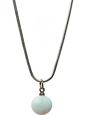 Kalsedon Doğal Taşı Zincirli El Yapımı Kolye Uç: 1,5 cm Zincir: 20 cm Kutulu