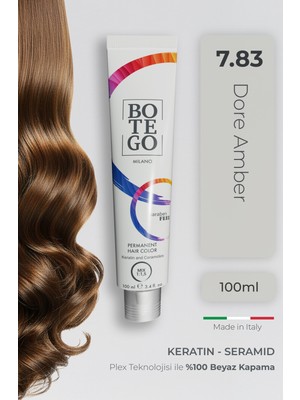 Profesyonel Krem Saç Boyası - 7.83 Dore Amber 100 ml - Plex, Keratin, Seramid