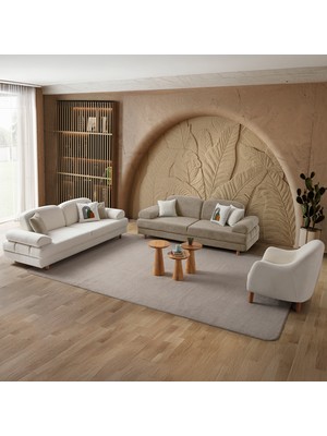 Eymense Aries Yataklı Sandıklı Koltuk Takımı 3+3+1 Sütlü Kahve