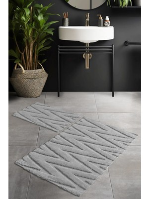 Pierre Cardin Pamuk Banyo Paspas Seti Sharp Gri