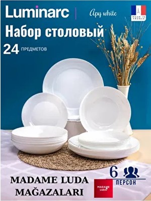 Lumınarc Arcopal Zelie Beyaz 24 Parça 6 Kişilik Yemek Takımı Bulaşık Makinesinde Yıkanabilir