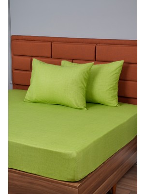 Tek Kişilik Lastikli Çarşaf+1 Yastık Kılıfı Hediye 100X200 Yeşil
