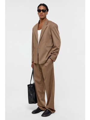 Tek Düğme Oversize Takım Elbise Vizon
