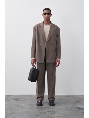 Vamos Rahat Kalıp Kruvaze Takım Elbise Vizon