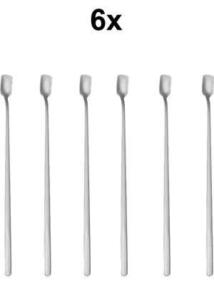 304 Çelik 6 Adet 21 cm Kokteyl Kahve Latte Karıştırma Barmen Kaşığı CIN761BY