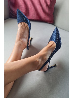 036 6169 Topukla Kadın Taşlı Topuklu Stiletto Abiye Ayakkabı