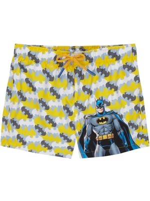 Slipstop Sarı Erkek Çocuk Şort Mayo SO2332010011 Batman Modeli ile Eğlenceli
