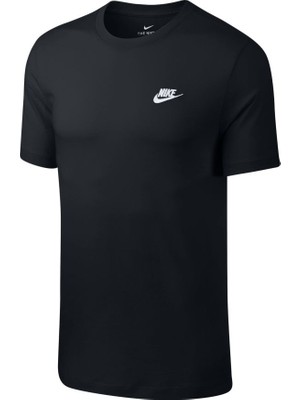 Nike M Nsw Club Tee Erkek Tişört Siyah Yumuşak Pamuklu Kumaşla Rahat Günlük Kullanım İçin
