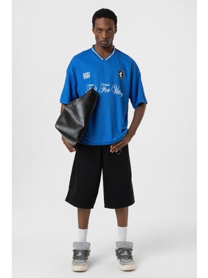 Baskılı Oversize Forma Tişört Saks