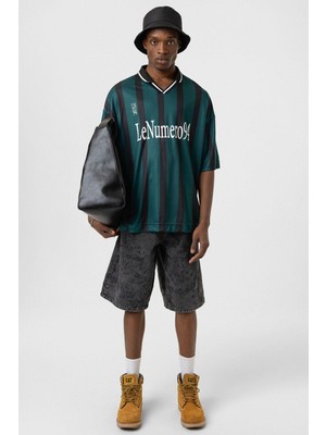 Oversize Baskılı Forma Tişört Nefti