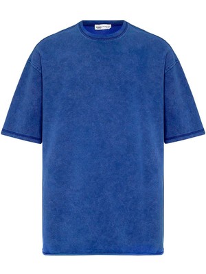 Yıkamalı Basic Oversize Tişört Saks
