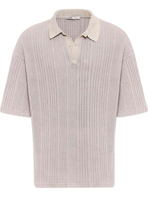 Polo Yaka Oversize Triko Taş