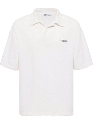 Polo Yaka Oversize Tişört Ekru