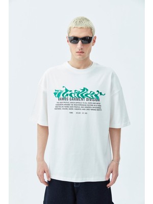 Atelier Kabartma Baskılı Oversize Tişört Ekru