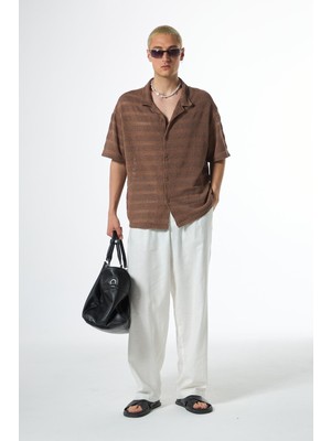 Oversize Triko Tişört Kahve