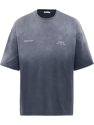 Yıkamalı Oversize Tişört Siyah