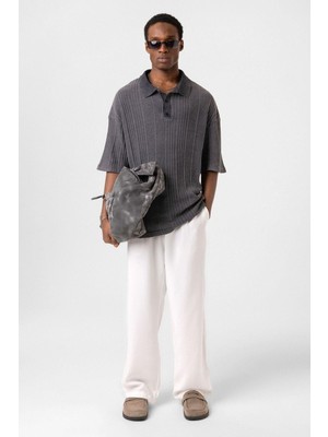 Polo Yaka Oversize Triko Siyah