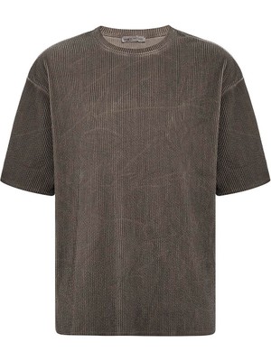 Yıkamalı Ottoman Basic Oversize Tişört Açık Kahve