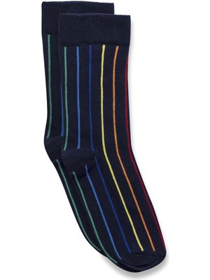 Çizgi Desenli Tenis Çorap Siyah