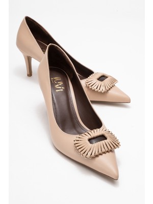 Great Bej-Kahverengi Tokalı Kadın Topuklu Ayakkabı