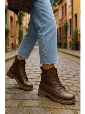 Ysalaema Kadın Bağcıklı Fermuarlı Günlük Postal Bot 001202 Cilt