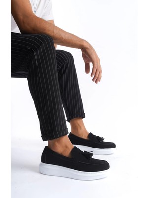 SLW154 Blaze Bağcıksız Püsküllü Süet Erkek Günlük Spor Klasik Ayakkabı Sbt - Siyah