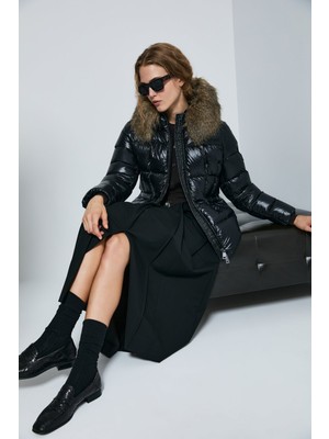 Lufian Kadın Klemantın Kaz Tüyü Mont 122120042 Siyah