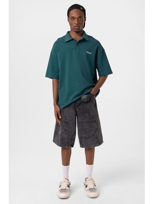 Polo Yaka Oversize Tişört Petrol