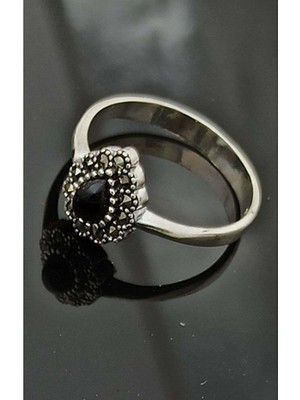 925 Ayar Gümüş Oltu Taşı Yüzük SY00019