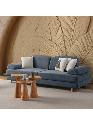 Eymense Aries Yataklı Sandıklı Üçlü Koltuk Mavi