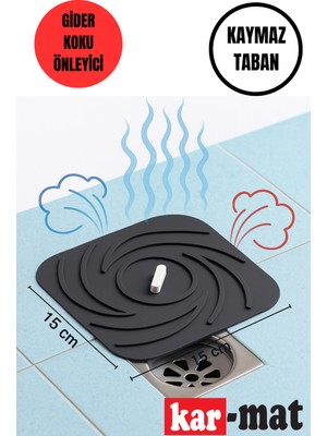 Gri Renk Kare Kötü Koku Önleyici Silikon Mat Banyo Mutfak Lavabo Balkon Gider Tıpası Kapağı
