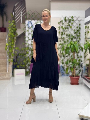 VL4120 Pamuk Vual Elbise Siyah