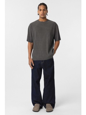 Yıkamalı Ottoman Basic Oversize Tişört Haki