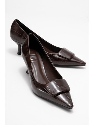 Marcıa Kahverengi Baskı Tokalı Kadın Topuklu Ayakkabı