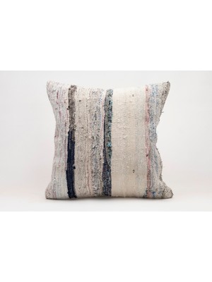 El Yapımı Kilimden Yapılmış Vintage Kırlent Kılıfı, Yün