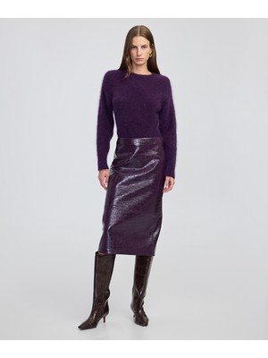 Timsah Derisi Görünümlü Midi Etek IW6250004129017