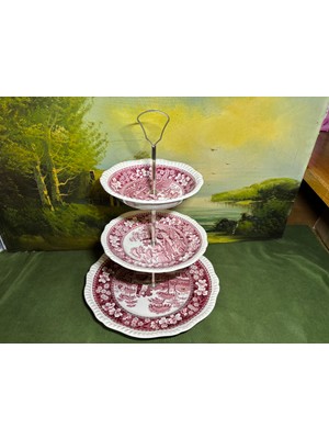 Spode Porselen Sunumluk 35 cm Boyunda Büyük Tabak 27 cm Çapında