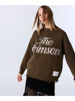 Slogan Jakarlı Raw Edge Kazak TW6250050257022