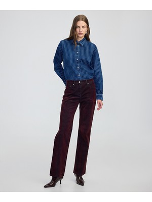 Flok Baskılı Wide Leg Jean Pantolon IW6250018033035